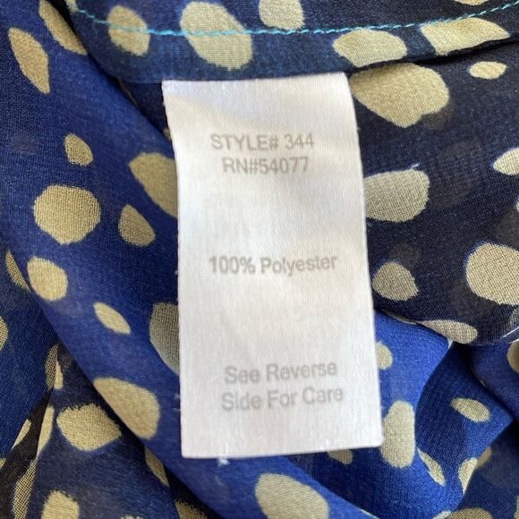 Cabi Women’s Ombre Bubble Dot Blue Sleeveless Chiffon Crossover Blouse • Medium - Picture 11 of 12